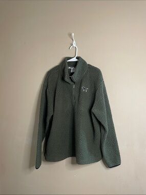 Victoria's Secret PINK Olive Green Sherpa Pullover Jacket SZ L